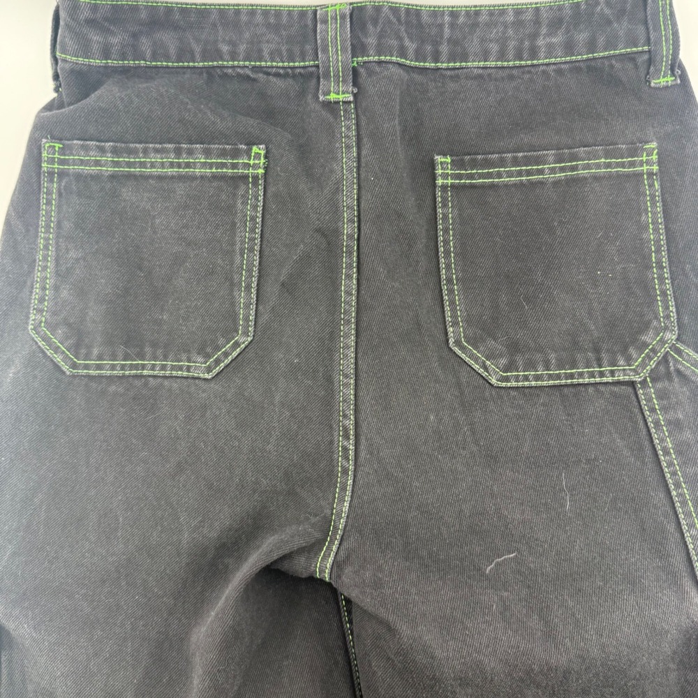 Hot Topic HT Denim Hi Rise Carpenter Jeans Women's Size 11 Black Green Stitching - Picture 5 of 15